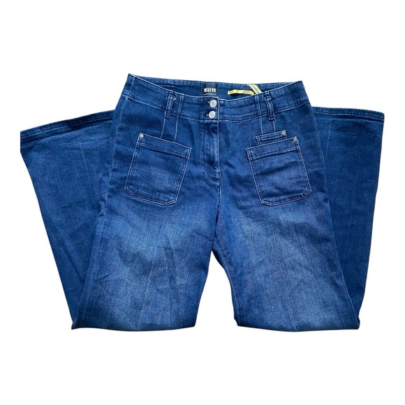 Anthropologie Maeve Junie Wide Leg Flare Jeans Sz 31 Petite Dark Rinse - Picture 4 of 6